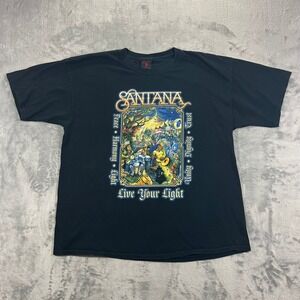 Santana T Shirt Mens XL Black 2008 World Tour Live Your Light Graphic Tee Music